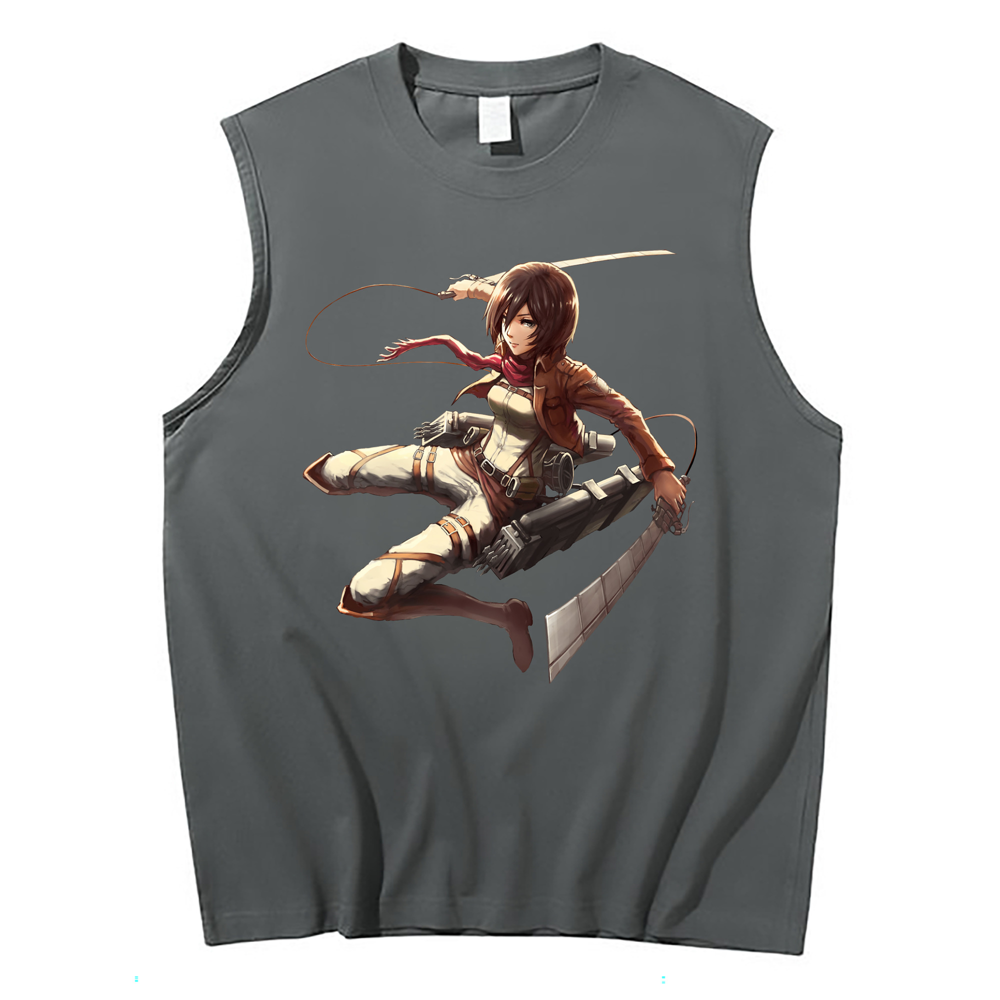（画像用） 進撃の巨人 ミカサ·アッカーマン Attack on Titan Mikasa Ackerman コットン100％タンクトップ（フロントプリント）
